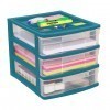Clear Desktop 3 Drawer With Storage Tray - Green