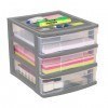 Clear Desktop 3 Drawer With Storage Tray - Grey