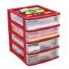 Clear Desktop 4 Drawer With Storage Tray - Red