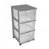 Clear Floor 3 Drawer Storage With Top Tray & Wheels - Grey