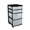 Clear Floor 4 Drawer Storage With Wheels - Black
