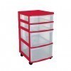 Clear Floor 4 Drawer Storage With Wheels - Red